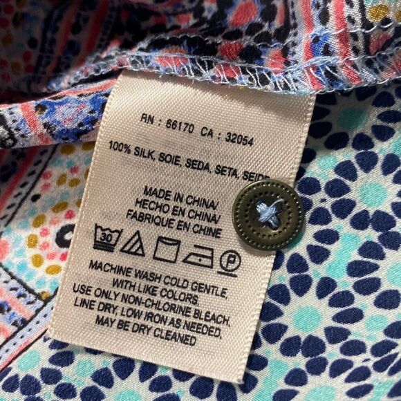 Anthropologie Sidney Maeve Silk Printed 3/4 Sleeve Button‎ Back Tunic Blouse 6 - Picture 10 of 11